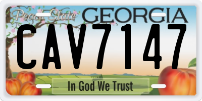GA license plate CAV7147