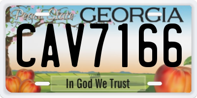 GA license plate CAV7166