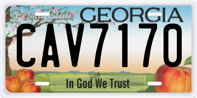 GA license plate CAV7170