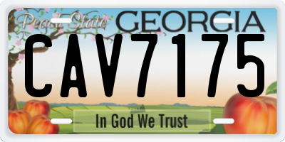 GA license plate CAV7175