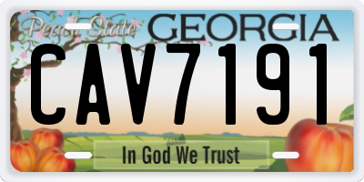 GA license plate CAV7191