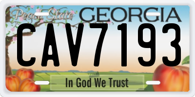 GA license plate CAV7193