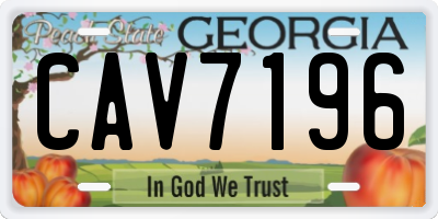 GA license plate CAV7196