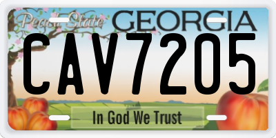 GA license plate CAV7205