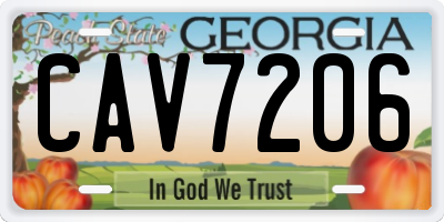 GA license plate CAV7206