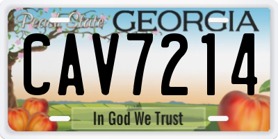 GA license plate CAV7214