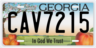 GA license plate CAV7215