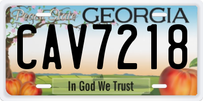 GA license plate CAV7218