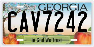 GA license plate CAV7242