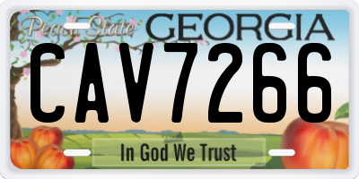 GA license plate CAV7266