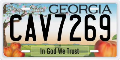 GA license plate CAV7269