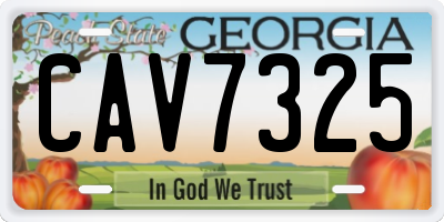 GA license plate CAV7325