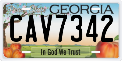 GA license plate CAV7342