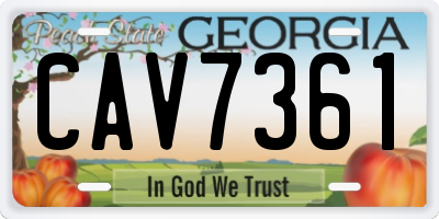 GA license plate CAV7361