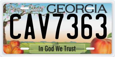 GA license plate CAV7363