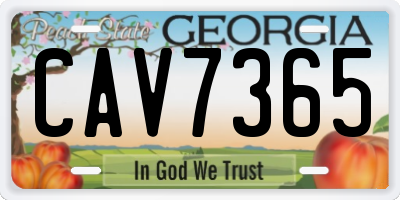 GA license plate CAV7365