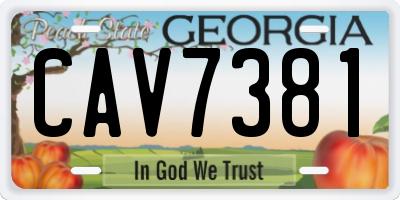 GA license plate CAV7381