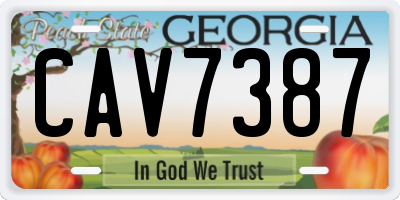 GA license plate CAV7387