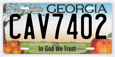 GA license plate CAV7402