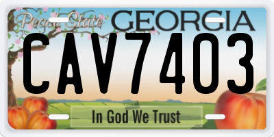 GA license plate CAV7403