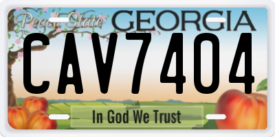 GA license plate CAV7404