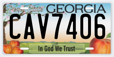 GA license plate CAV7406