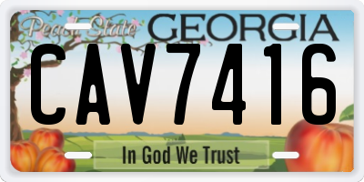 GA license plate CAV7416