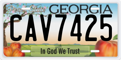 GA license plate CAV7425