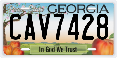 GA license plate CAV7428