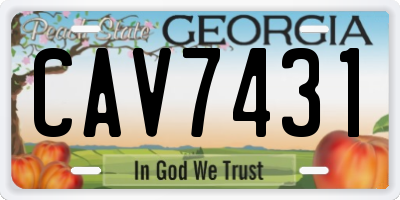 GA license plate CAV7431