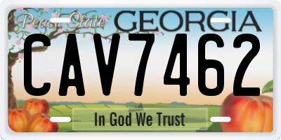 GA license plate CAV7462