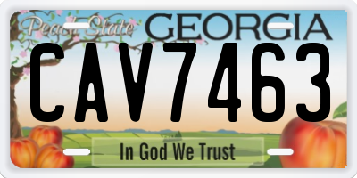 GA license plate CAV7463