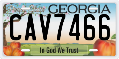 GA license plate CAV7466