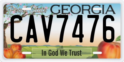 GA license plate CAV7476