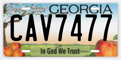 GA license plate CAV7477