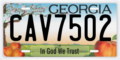 GA license plate CAV7502