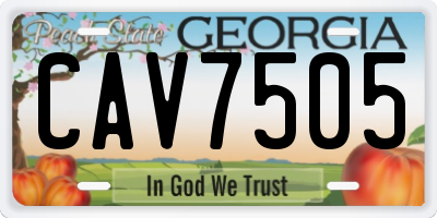 GA license plate CAV7505
