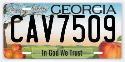 GA license plate CAV7509