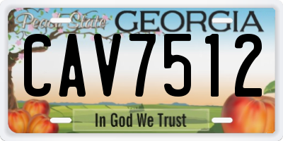 GA license plate CAV7512