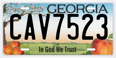 GA license plate CAV7523