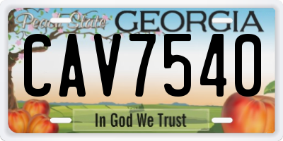 GA license plate CAV7540