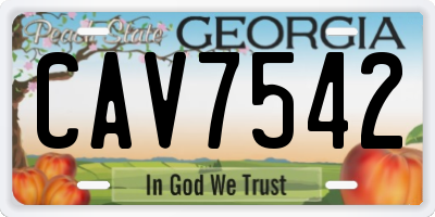GA license plate CAV7542
