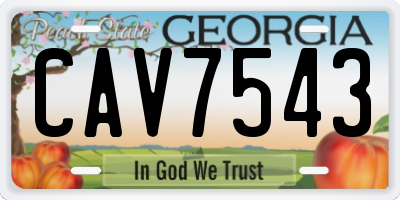 GA license plate CAV7543