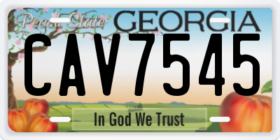 GA license plate CAV7545