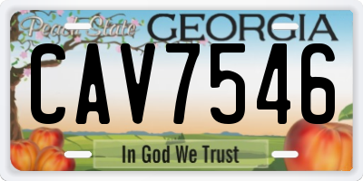 GA license plate CAV7546