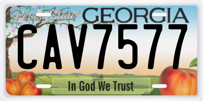 GA license plate CAV7577