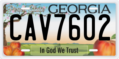 GA license plate CAV7602