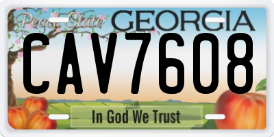 GA license plate CAV7608