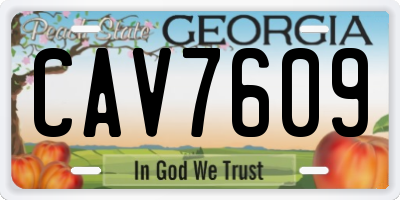 GA license plate CAV7609