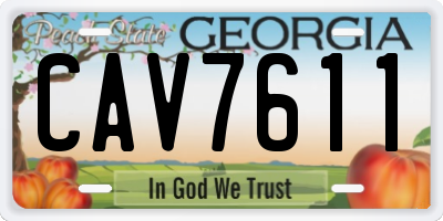 GA license plate CAV7611